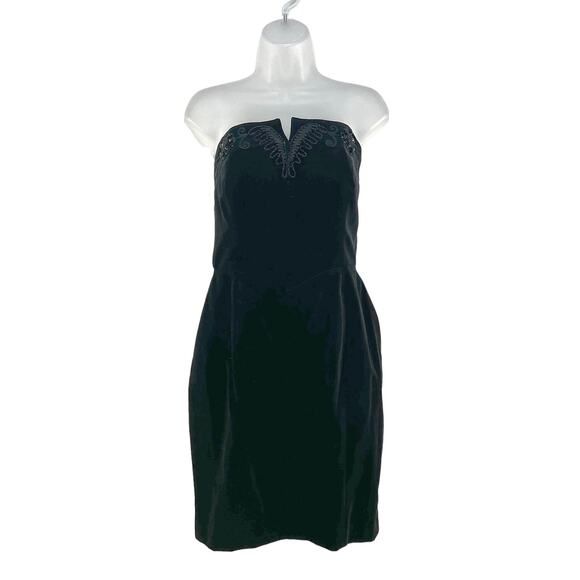 Escada Velvet Strapless Mini Dress Vintage 80s Black LBD - Picture 1 of 14